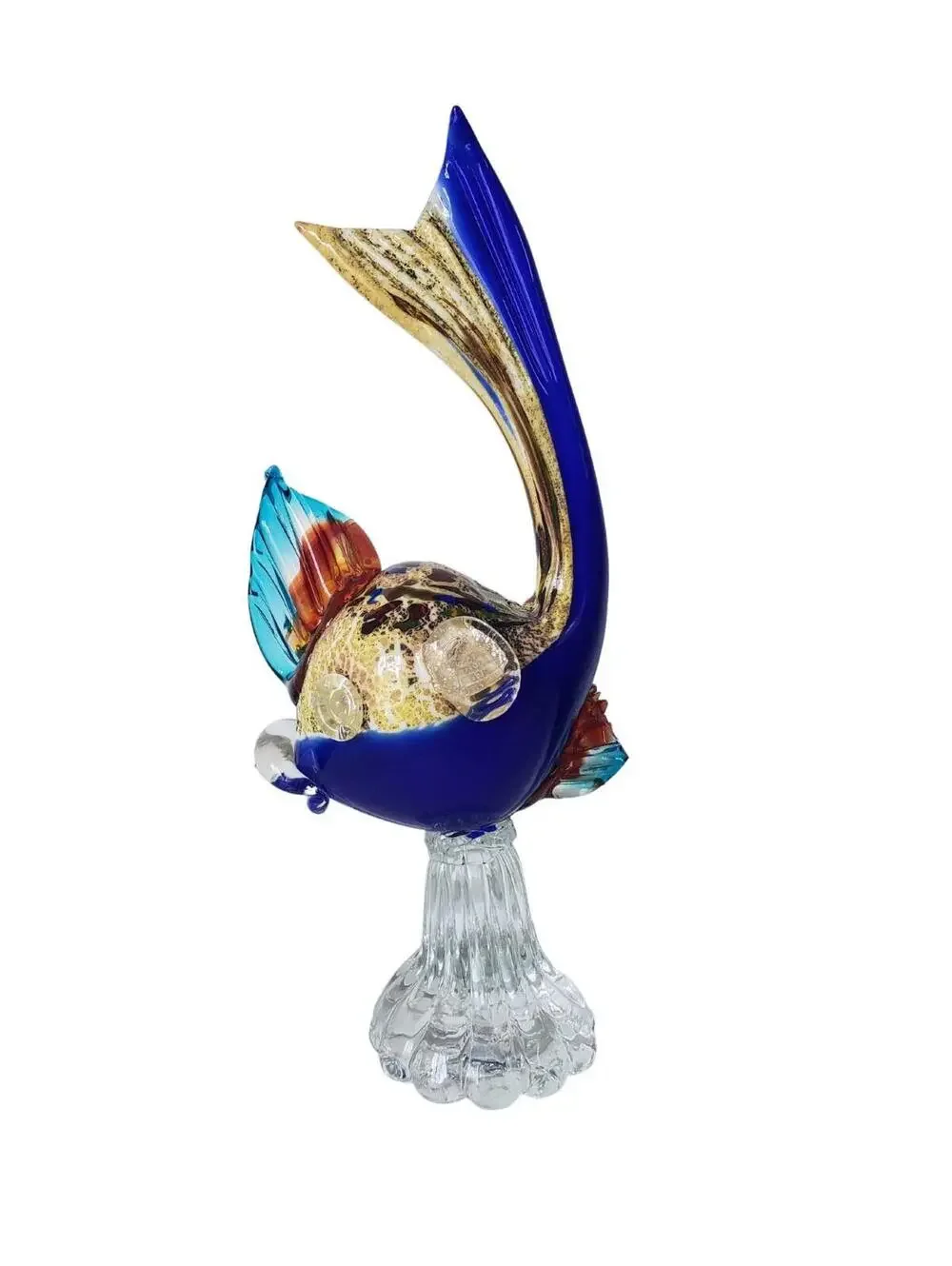 Rare Murano Avem Art Glass Fish Statue Figurine Fused Glass Hand Blown Koi